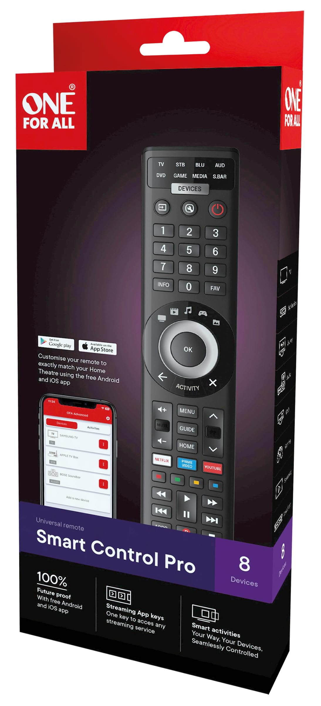 One For All URC 7880 Smart Control 8 – Universalfernbedienung für 8 Geräte