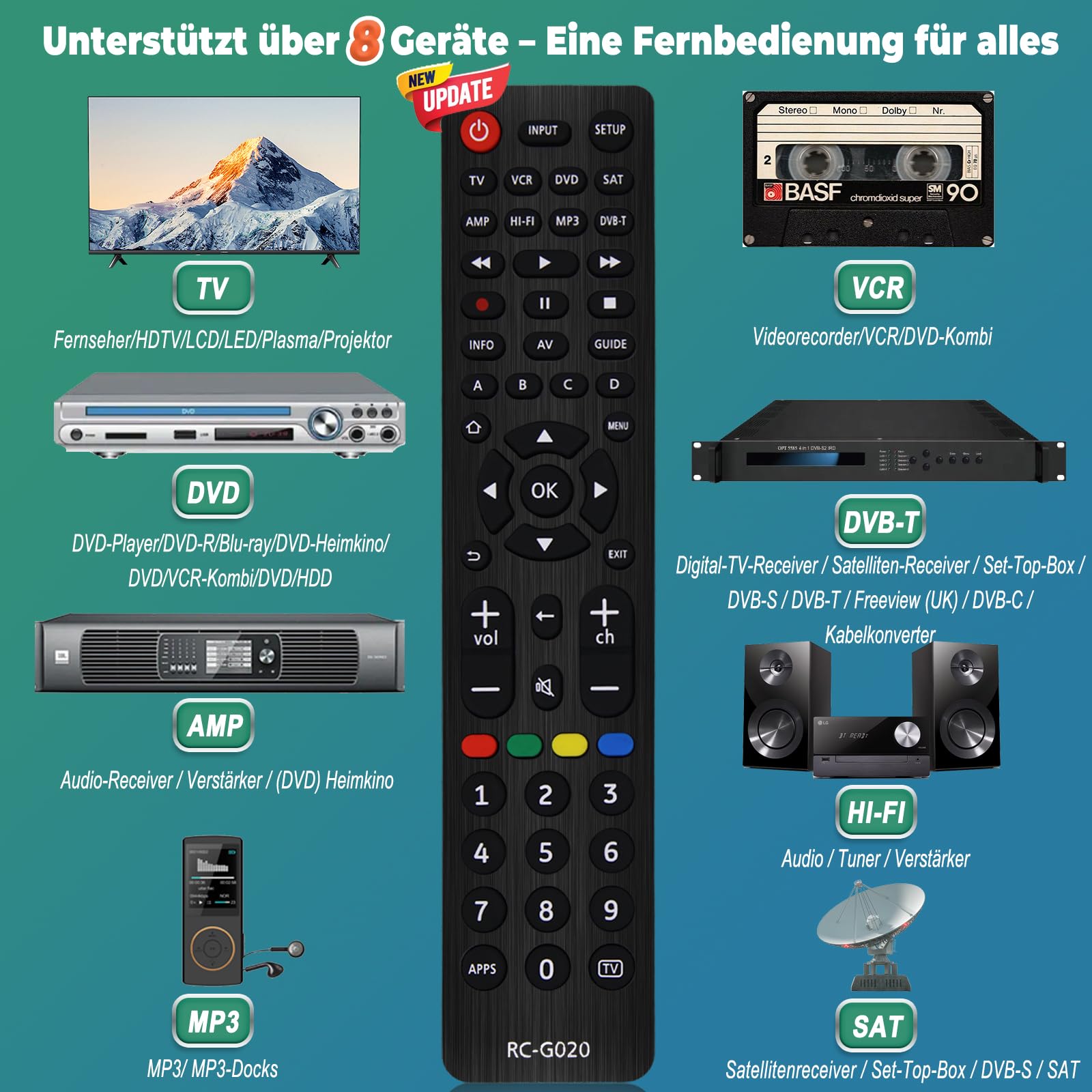 Hama 8-in-1 Universalfernbedienung