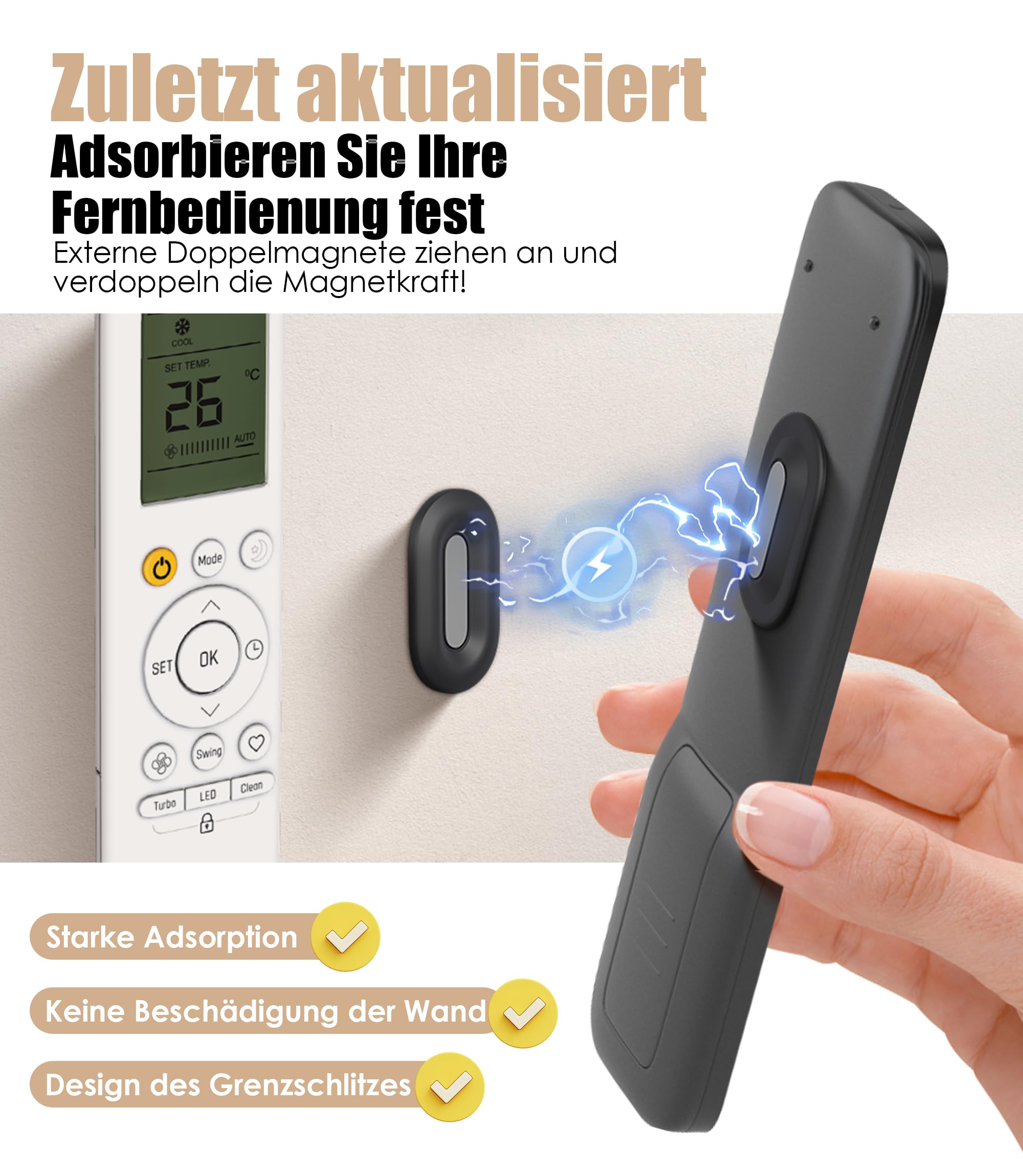 Magnetische Wandhalterung für Fernbedienungen (ohne Bohren)