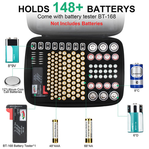 Batterie-Organizer mit Batterietester (Aufbewahrungsbox)